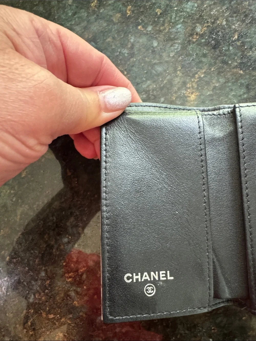 CHANEL Quilted Small Wallet in Light Beige with Black CC Logo